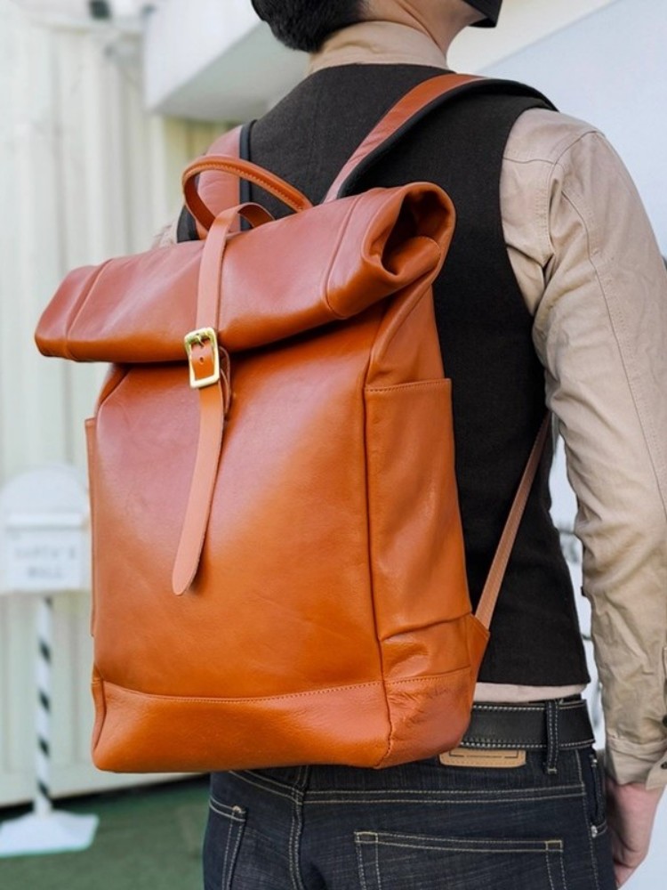 Large Capacity Mens Genuine Le - đánh giá và giá Genuine Leather Backpack