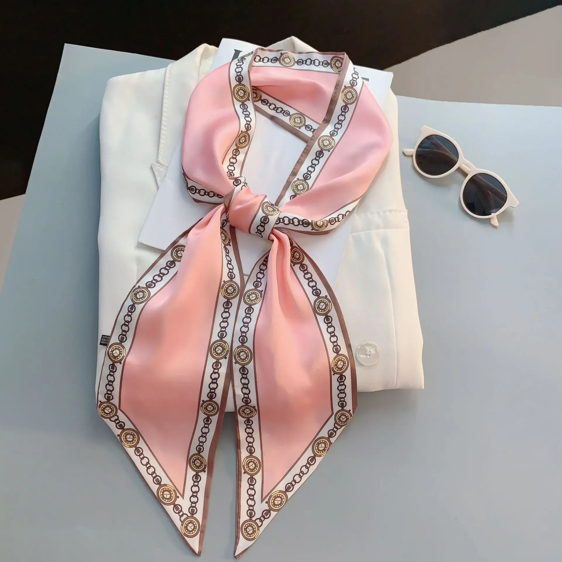 Design Print Skinny Scarf Plai - đánh giá và giá Luxury Bags Brands