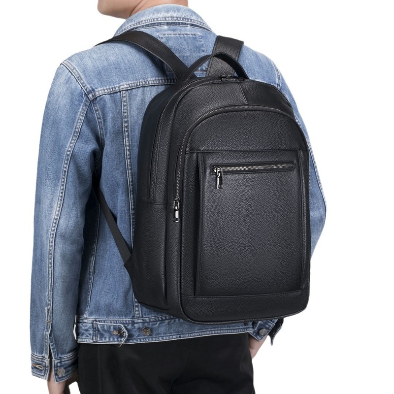 Leather double shoulder male b - đánh giá và giá Genuine Leather Backpack