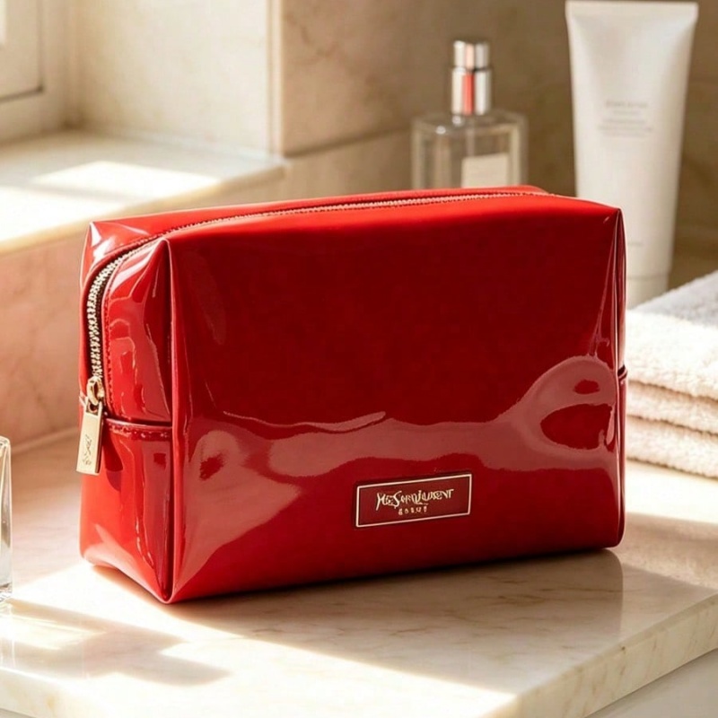 YSL BEAUTE Red Faux Leather Ma - đánh giá và giá Luxury Bags With Zipper