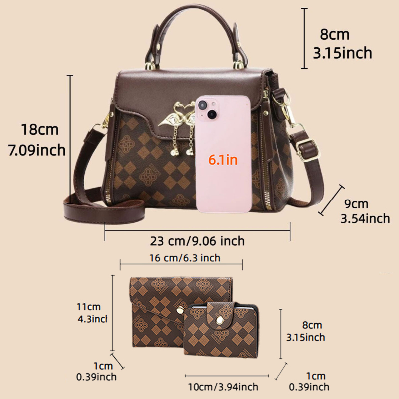 3-piece women's bag set, light - đánh giá và giá Luxury Bags Casual