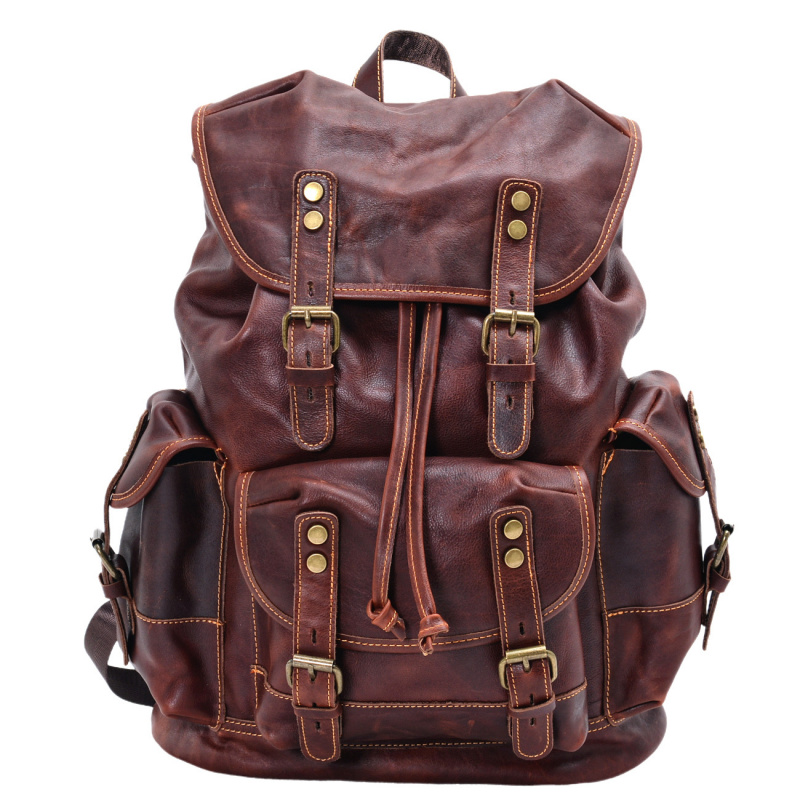 Retro Men's Shoulder Bag Leath - đánh giá và giá Genuine Leather Backpack