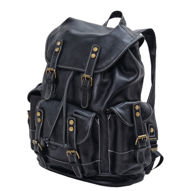 Retro Men's Shoulder Bag Leath - đánh giá và giá Genuine Leather Backpack