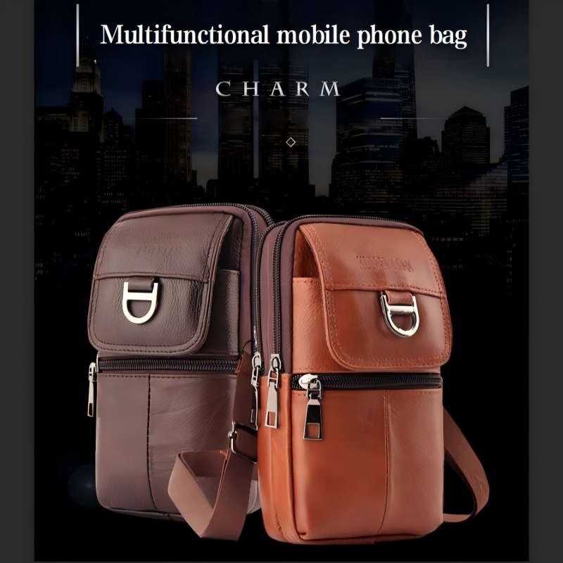 Men's Leather Waist Bag - Larg - đánh giá và giá Genuine Leather Backpack